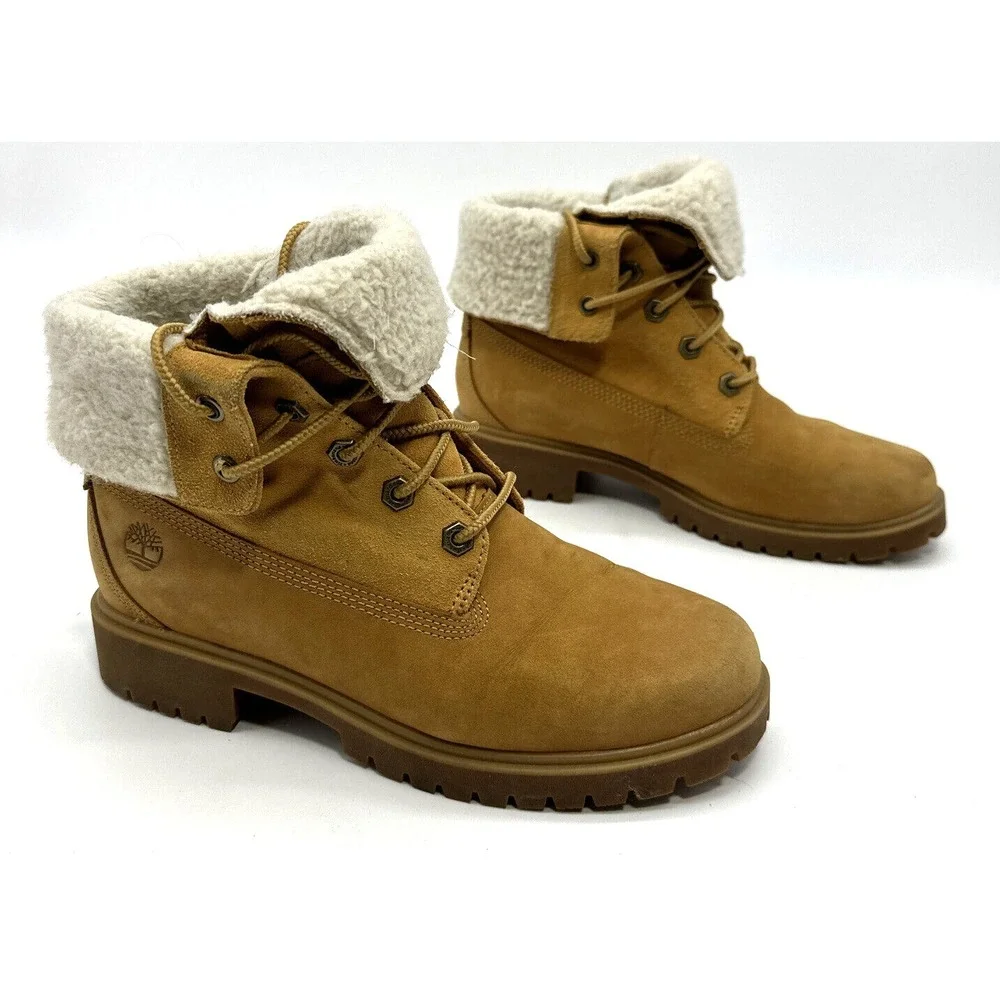 Timberland Jayne WP Fleece Down Wheat Nubuck Boots A1SGA Women's Size 6.5